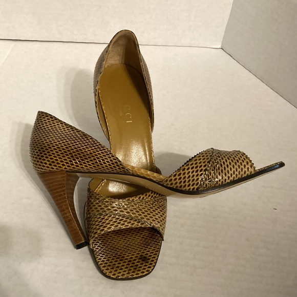 Gucci snakeskin D’orsay open toe heels size 8B - Picture 2 of 16